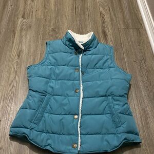 Teal Puffer Vest with Sherpa Lining